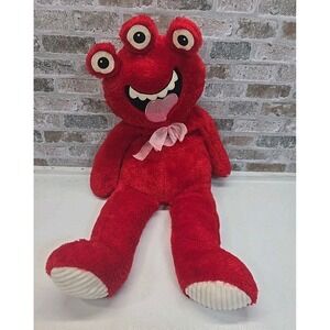 Red Three Eyed Monster Plush Stuffed Animal Pink Bow Glitter Tongue 38"